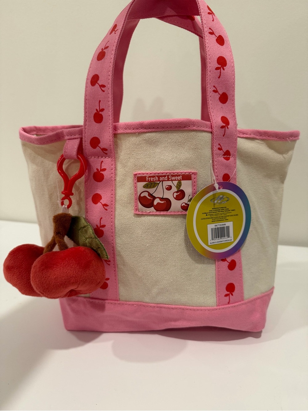 Fresh and Sweet Cherry Canvas Tote - Pink and Cream